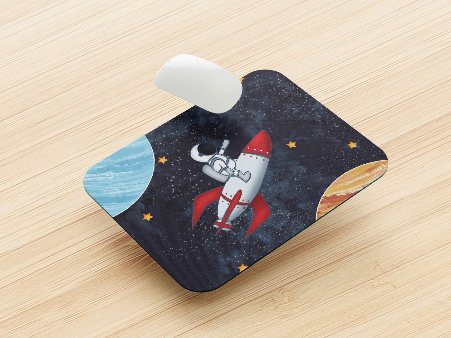 Tapis de souris "L'astronaute et sa fusée"